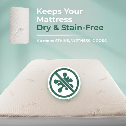 Memory Foam Mattress Protector - Organic Cotton, Eco-Friendly Greenshield Water Resistance, Kool-Flow Breathable Stretch Fabric, All USA Made, Best for Pillow-Top & Bed Topper Pads: California King