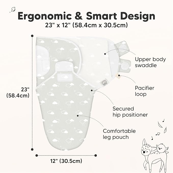 KeaBabies 3-Pack Organic Baby Swaddle Sleep Sacks - Swaddles for Newborns, Infant 0-3 Months, Baby Girls, Boys, Soft & Snug Newborn Sleep Sack, Nursery Swaddling Blankets (Aspire, OS)
