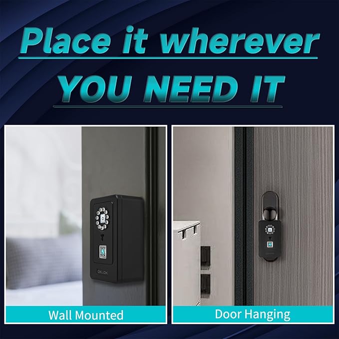 SFW NEW Smart Lock Box,Bluetooth Key Box with App Control & Passcode, Waterproof Wall Mounted & Door Hanging Security Key Lock Box for Home Realtor Office Home Warehouse(Non fingerprint)