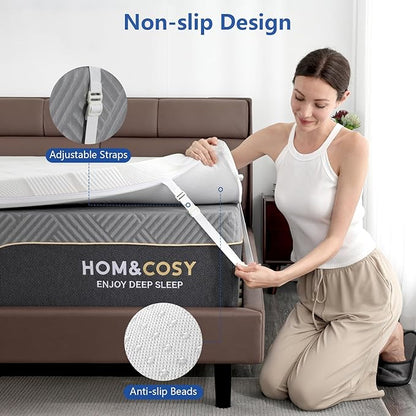 3 Inch Full Size Firm Mattress Topper with Ice Silk Cover, Premium Cooling Gel+Bamboo High Density Memory Foam Mattress Topper, CertiPUR-US Firm Bed Topper for Pain Relief, 74"x54"