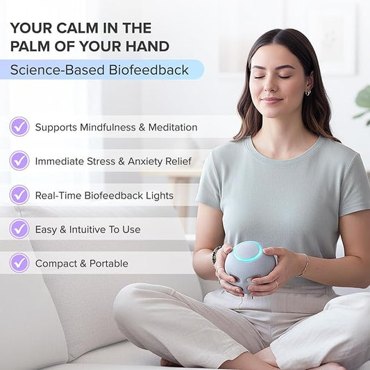 Orb: Smart tracker for better mental health. Biofeedback device to master meditation, wellness focus, anxiety, manage stress & ADHD strategies. Mindfulness, emotional regulation self-care gift