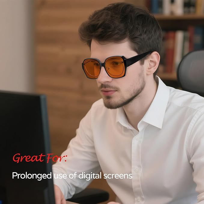 Sleep Blue Light Blocking Glasses for Men and Women, Computer Gaming Glasses Anti Eyestrain & UV Glare