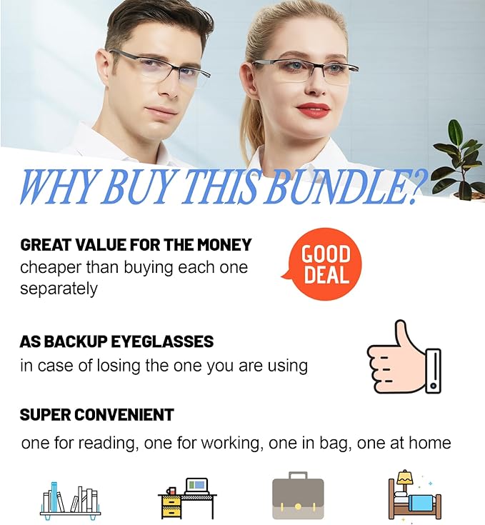 4 Pack Blue Light Blocking Reading Glasses 2.0 Women Men Glare UV Filter Bloker Readers 1.0 1.25 1.5 1.75 2.0 2.25 2.5 2.75 3.0 3.5 4.0 Black, 2.00