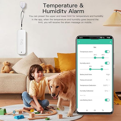WiFi Thermometer Hygrometer: Smart Temperature Humidity Sensor with App Notification Alert, Data Storage Export, Calibrated Indoor Temperature Monitor, for Room Greenhouse Wine Cellar (2-Pack White)