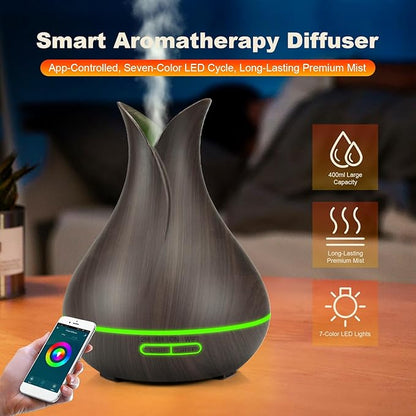 Smart WiFi Essential Oil Diffuser App Control Air Humidifier (Dark Wood EU)