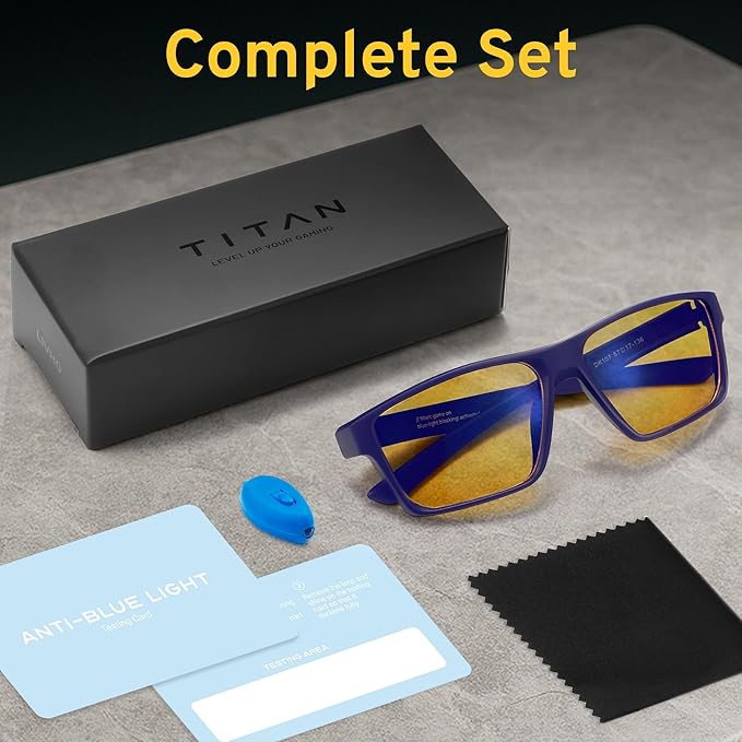 Titan Gaming Glasses, Blue Light Blocking, Night Driving Glasses for Men, Computer Protection Christmas Gift for Gamers
