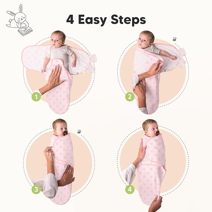 3-Pack Organic Baby Swaddle Sleep Sacks - Swaddles for Newborns, Infant 0-3 Months, Baby Girls, Boys, Soft & Snug Newborn Sleep Sack, Nursery Swaddling Blankets (Blossom, OS)