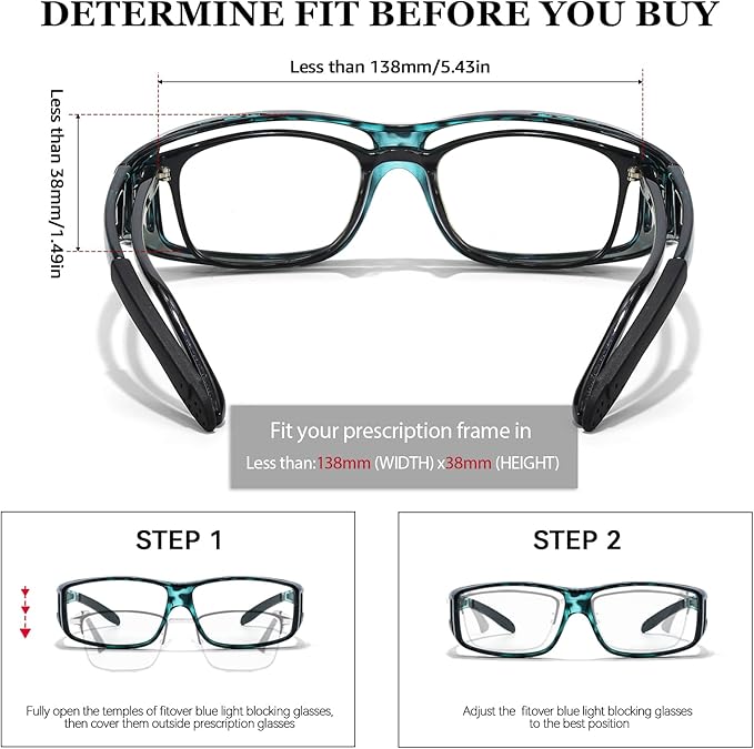 LVIOE Fit Over Blue Light Blocking Glasses and Computer Eyewear- Wear Over Prescription Glasses/Reading Glasses/RX Glasses