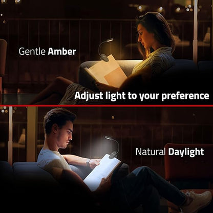 GearLight Rechargeable Book Light for Reading in Bed - Adjustable LED Clip-on Lamp with 3 Light Modes - Rechargeable, Flexible Neck Reading Light for Books, Laptops, and More - Black - (Pack of 2)