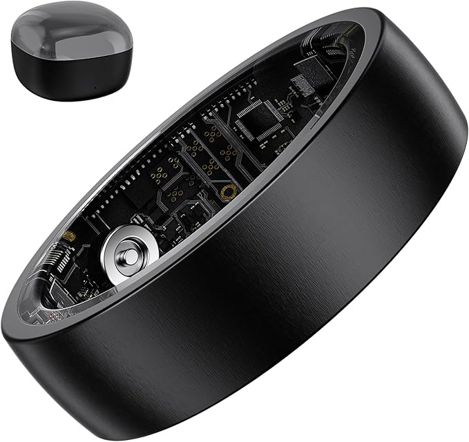 Smart Ring for Men Women, Fitness Tracker Ring with Heart Rate, SpO2, Sleep Monitoring, Step Tracker, IP68 Waterproof for iOS and Android (Black 12)