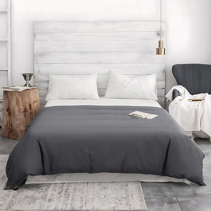 ZonLi 60"x80" Grey Duvet Cover, Oeko-texCertified 100% Cotton, Queen Size RemovableDuvet Cover for Weighted Blanket