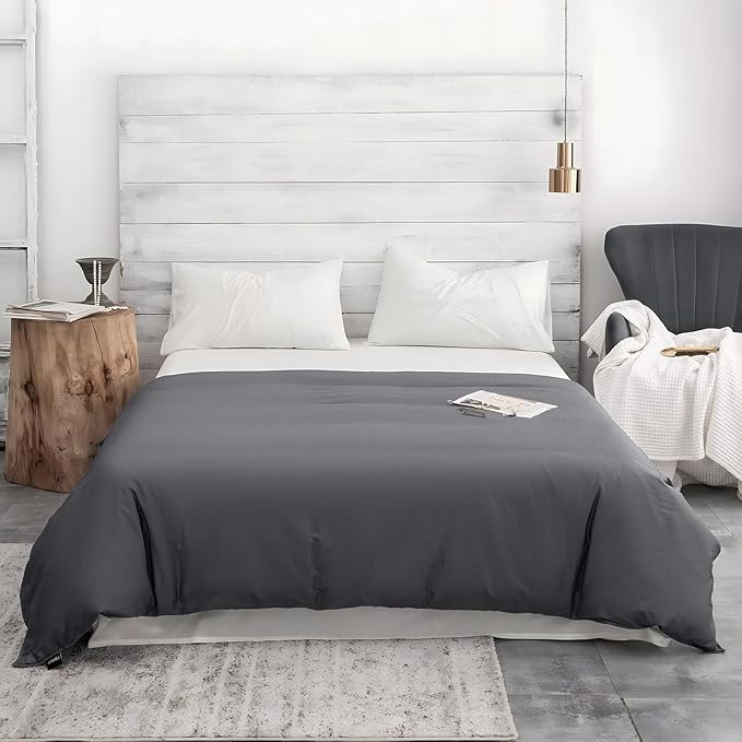 ZonLi 80"x87" Grey Duvet Cover, Oeko-texCertified 100% Cotton, King Size RemovableDuvet Cover for Weighted Blanket