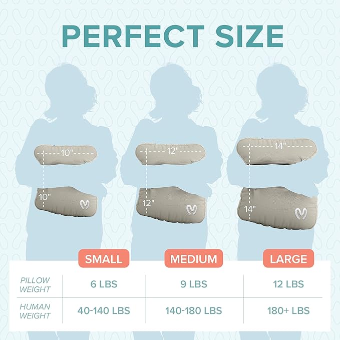 Calmier - 12 lb Sensory Weighted Pillow - Glass Bead Filled Hug Pillow - Ultra Plush Cozy Weight Sensory Pillows for Adults and Kids - Weighted Lap Pad (Tan- Fleece, 12 LBS)