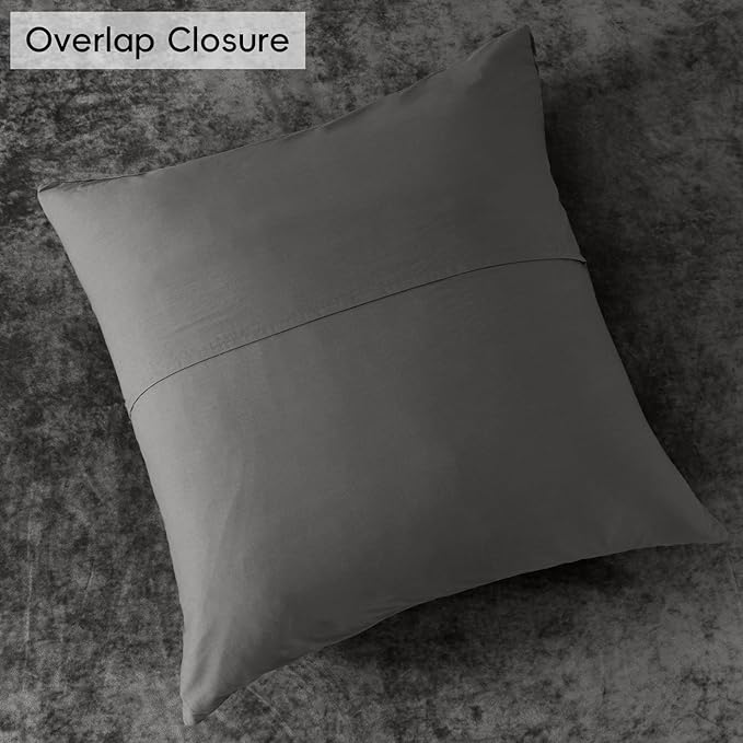 PHF Truly Velvet Euro Sham, 26"x 26",No Insert, 2 Pack Color Gradient Euro Throw Pillow Covers, Ultra Soft Cozy Pillow Covers for Home Decorative, No Shedding, No Pilling, Charcoral/Dark Grey