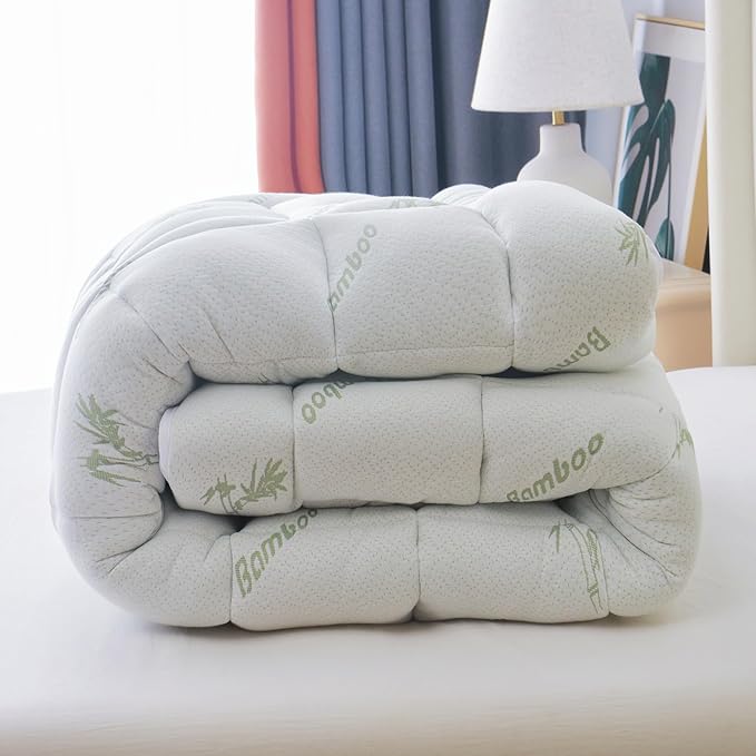 oaskys Mattress Topper Full Size - Cooling Extra Thick Breathable Viscose Made from Bamboo Mattress pad - Soft Quilted Fitted Mattress Cover with Down Alternative Fill (8-21”Deep Pocket)