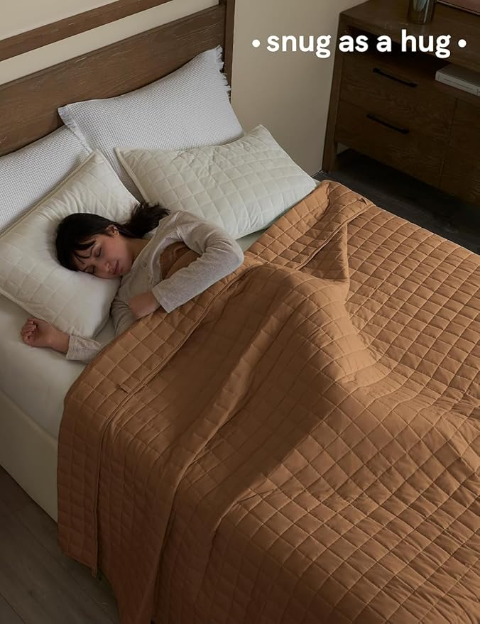 YnM King Size Weighted Blanket for Adults (88x104 Inches, 20 Pounds, Terracotta), Exclusive Smallest Compartments with Glass Beads, Heavy Bed Blanket for Two Persons of 90~160lbs on Queen or King Bed