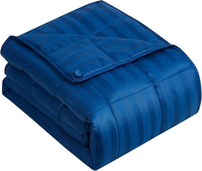 yescool Weighted Blanket for Adults (25 lbs, 88” x 104”, Midnight Blue Stripes) Heavy Blanket for Sleeping Perfect for 240-260 lbs, King Size Breathable Blanket with Premium Glass Bead