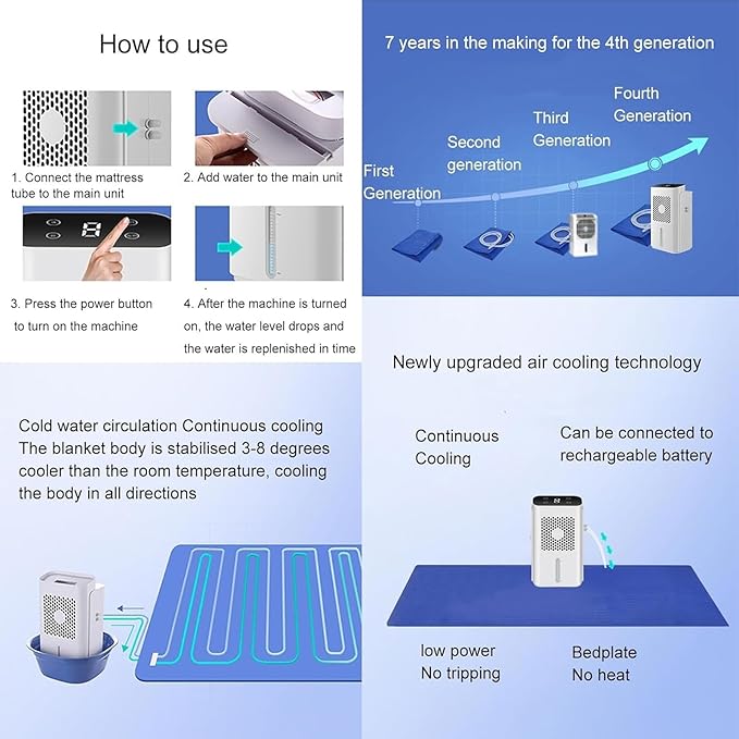 Summer Water Cooling Mattress Pad, Bed Cooling System with Air Conditioner and Touch Screen, Keeps Sleepers Cool, PVC Sleeping Ice Pad for Bed & Sofa,160×70cm