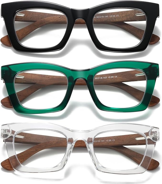 Hubeye Oprah Style Reading Glasses for Women Men Blue Light Blocking Computer Square Readers with Spring Hinge