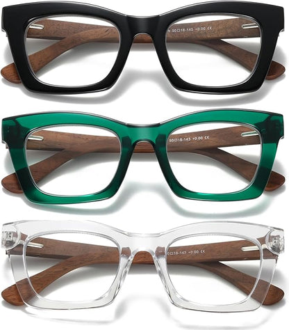 Hubeye Oprah Style Reading Glasses for Women Men Blue Light Blocking Computer Square Readers with Spring Hinge