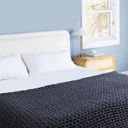 Bearaby Heavy Weight Weighted Ocean Polyfill Hugger Blanket (Asteroid Grey, 25 lbs.)