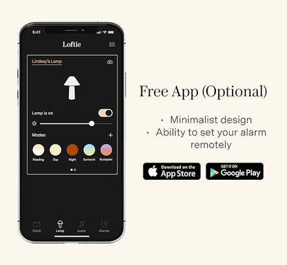 Loftie Smart Lamp - Sunrise Alarm, Wake-Up Light, Custom Color Modes, Nightstand Lamp Room Decor, Red Lights for Sleep, Morning & Evening Routines, Modern Table Lamps for Bedroom Decor, Office (White)