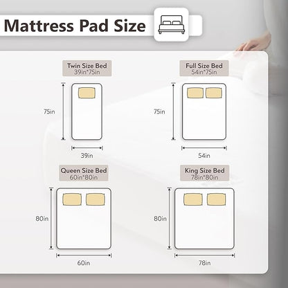 Wapaneus Quilted Wave Heated Mattress Pad Twin Size 10 Heat Settings with 1-12 Hours Timer Auto Off,Deep Pocket Fits up to 18",Coral Fleece Bed Warmer,ETL Listed Machine Washable,39"x75"