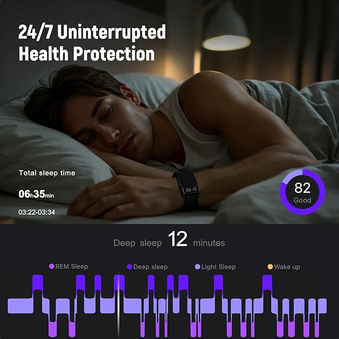 Fitness Trackers Smart Wristband With Hidden Screen(Wrist-Raise Screen Activation)Activity & Sleep Tracker with Heart Rate/HRV/Blood Oxygen, Vibration Alerts, Free APP (Black, Universal Size)