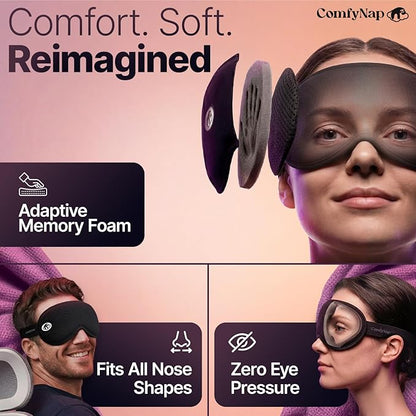 Eye Mask for Sleep with Ultimate Travel Case & Ear Plugs - DeepSpace™ Blackout Sleep Mask for Women Men, Side Sleeper Adjustable Eye Cover, Zero Eye Pressure, Memory Foam Eye Mask for Travel