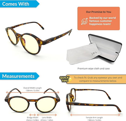 J+S Blue Light Reading Glasses for Women Men | 3 in 1 Readers Block Harmful Blue-Light 100% UVA UVB | 1.0+ to 3.0+ Diopter