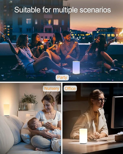 Bedside Table Lamp Touch & Remote 3 Modes & 256 RGB Colors, Touch Night Light for Kids with Warm White Lights Dimmable, Nursery Night Light Timer for Bedroom Living Room Outdoor Camping