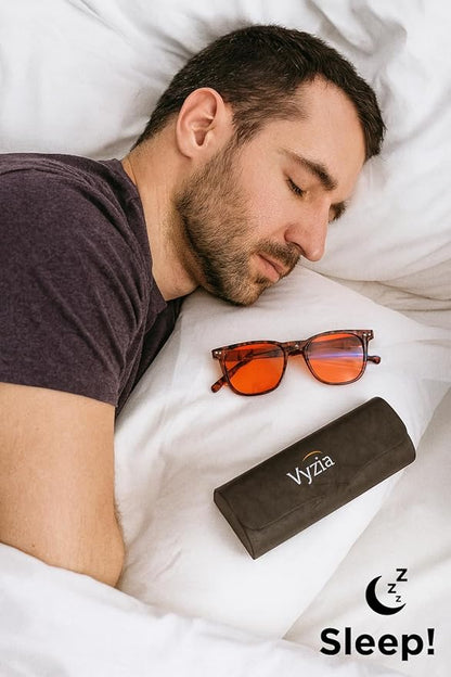 Vyzia Blue Light Blocking Glasses For Computer Use, Gaming, Nighttime Reading - Improve Sleep, Reduce Eyestrain, Anti-Glare, UV Protection, Light Sensitivity and Migraine Relief For Women and Men