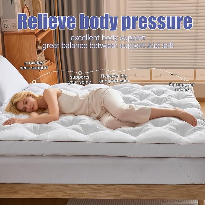 WhatsBedding 4 Inch Memory Foam Mattress Topper King Size for Pressure Relief, Extra Soft and Breathable Pillow Top