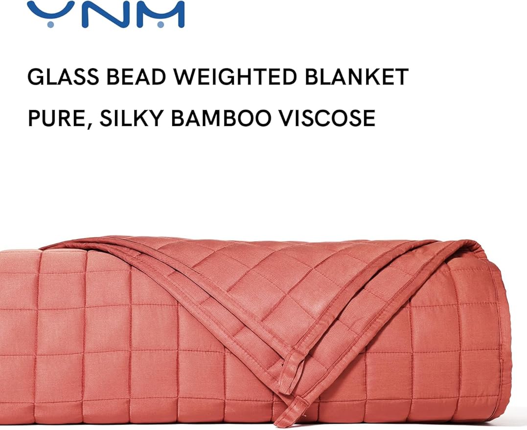 YnM Cooling Weighted Blanket for Adults, 15lbs Heavy Bed Throw for One Person of 140lbs, Perfect for Hot Sleepers or Warm Climates with Rayon/Glass Beads(60x80 Inches, Queen Bed, Carribean Sunset)