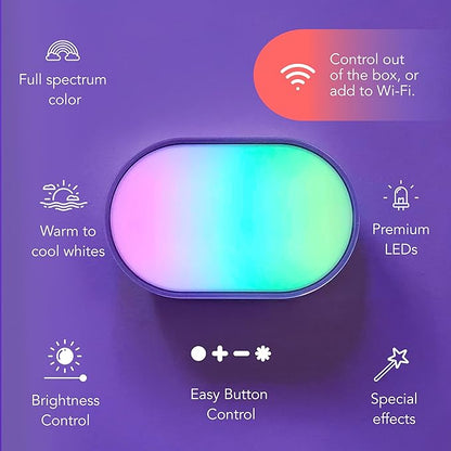 LIFX Luna Smart Lamp, 1000 LM Wi-Fi & Matter 1.3 Compatible, Alexa & Apple HomeKit Compatible, Plug-In Bedside Table Lamp & Wall-Mount, Color Changing Wall Wash, Sunrise/Sunset Effect, No Hub Required