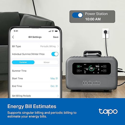 TP-Link Tapo Smart Plug Mini, Matter Compatible, Compatible with Alexa, Google Home & Samsung SmartThings, Energy Monitoring, 15A, UL Certified, 2.4G Wi-Fi Only, Tapo P110M(2-Pack)