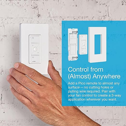 Lutron Caseta Smart Fan Speed Control Switch (Smart Hub Required), Single-Pole Lutron Caseta Switch for Fans, PD-FSQN-WH, White