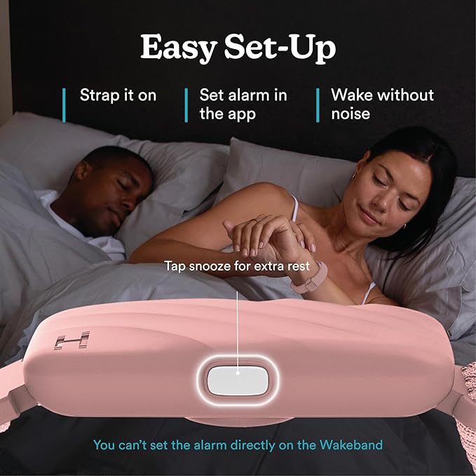 Homedics WakeBand Silent Vibrating Alarm Wristband, Ultra-Light Comfortable Design, 9 Vibration Patterns & 9 Intensities, Up to 6-Day Battery, iOS/Android App, Pink