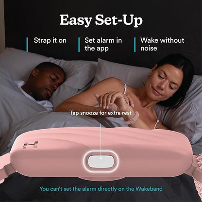 Homedics WakeBand Silent Vibrating Alarm Wristband, Ultra-Light Comfortable Design, 9 Vibration Patterns & 9 Intensities, Up to 6-Day Battery, iOS/Android App, Pink