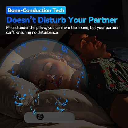 Bone Conduction Pillow Speaker | Under Pillow Bluetooth Speaker for Sleeping | Private Sleep Speaker with 11 White Noises & TF Card Slot – Ideal for Late-Night Scrolling Without Disturbing Partner