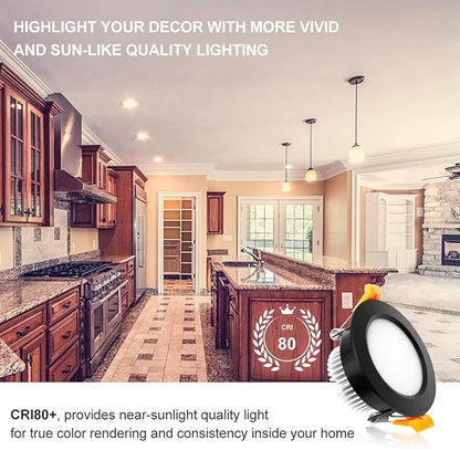 YGS-Tech 3 Inch LED Recessed Lighting, Dimmable Downlight 5W(40W Halogen Equivalent), CRI80, 3000K Warm White, Ceiling Light with LED Driver(4 Pack)