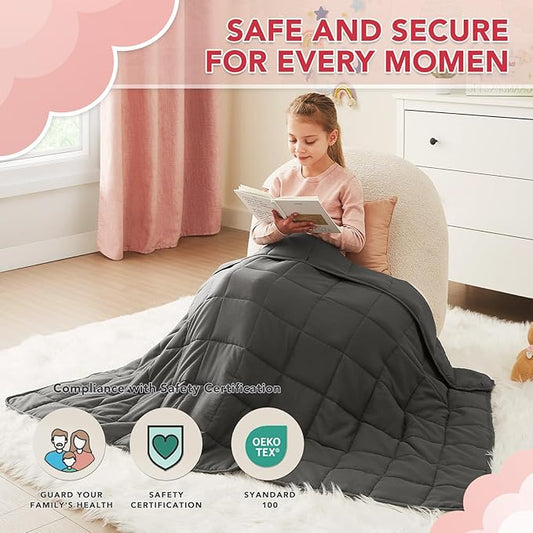 CuteKing Weighted Blanket (2lbs, 36"x48", Grey) Heavy Blanket for 40-60lbs, Weighted Blanket for Cooling & Heating with Premium Glass Beads, Soft Thick Blanket All-Season