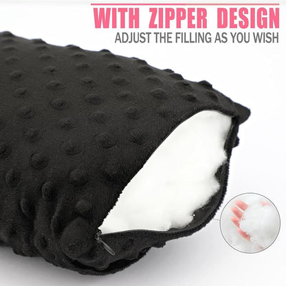 2 Pcs Soft Knee Pillow for Side Sleepers, Pressure Pillows Between Legs 11"x7" Small Knee Pillow Joints Cushion for Sleeping Hip and Back Pain, Minky Dot Black