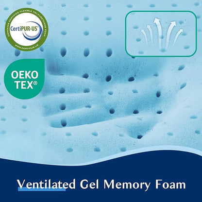 Flat Pillow for Stomach and Back Sleepers, Ultra Thin Pillow for Sleeping, Cooling Gel Slim Stomach Sleeping Pillows for Shoulder Neck Pain Relief, Low Profile Memory Foam Pillows 2.75-inches