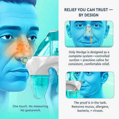 Navage Multi-User Bundle - Navage Irrigation System - Saline Nasal Rinse Kit with 1 Nose Cleaner, 30 Salt Pods, and Extra Nasal Dock and Pair of Nose Pillows