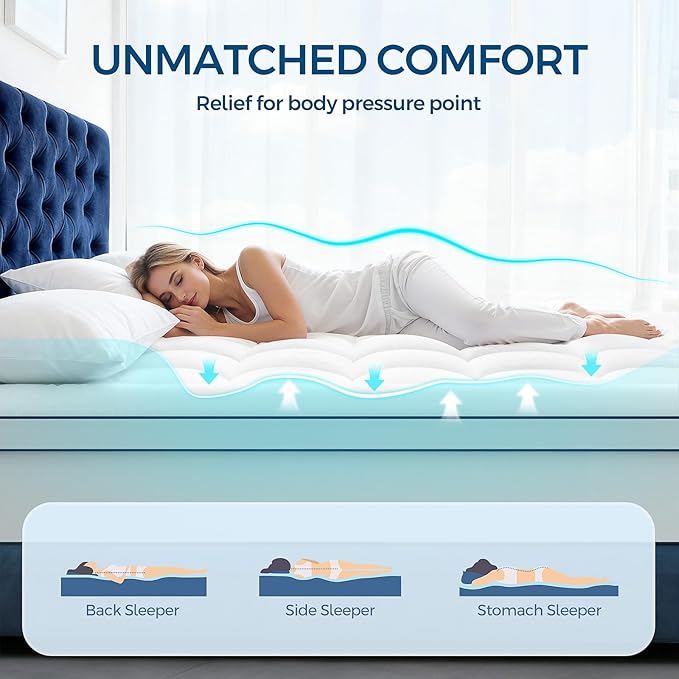 Premium Dual Layer 4 Inch Memory Foam Mattress Topper, 2 Inch Gel Memory Foam and 2 Inch Pillow Top Mattress Pad Cover for Back Pain, Extra Thick Comfort Support（RV Short Queen 60"x75"）
