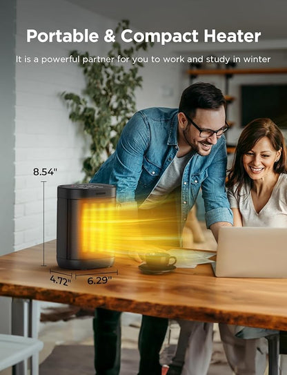 1500W Space Heater for Indoor Use, 2S Fast Heating, Electric Ceramic Heater with Thermostat, 24H Timer, Overheat & Tip-over Protection, for Office Bedroom Use
