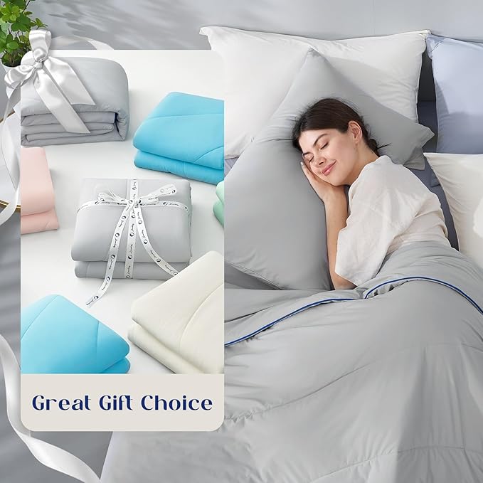 Dream Valley Outlast® Twin XL Cooling Comforter, NASA-Grade Instant Cooling Blanket for Hot Sleepers, Luxurious Comforter for All Season, Cool Grey, 68"x90"