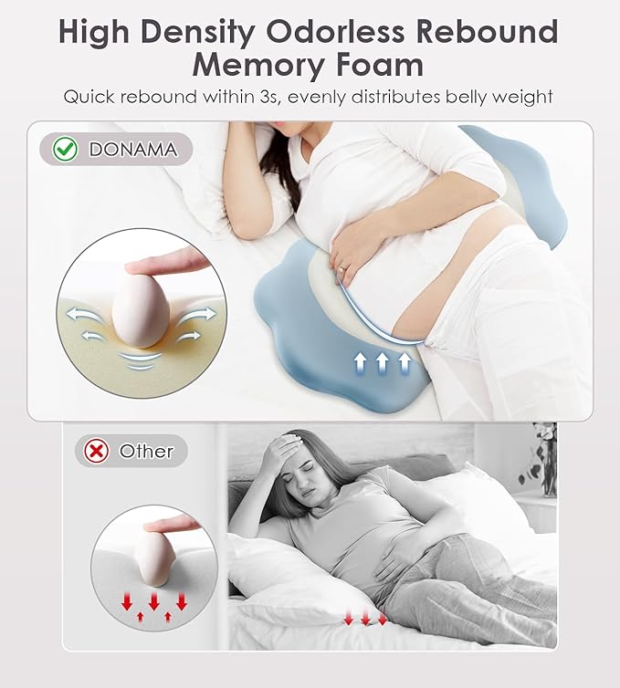 Memory Foam Maternity Pillow for Sleeping, Pregnancy Pillows Support for Back Belly HIPS, Adjustable Travel Wedge Pillow for Pregnant Women, Side Spleeping Pregnant Pillows with Pillowcase