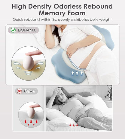 Memory Foam Maternity Pillow for Sleeping, Pregnancy Pillows Support for Back Belly HIPS, Adjustable Travel Wedge Pillow for Pregnant Women, Side Spleeping Pregnant Pillows with Pillowcase